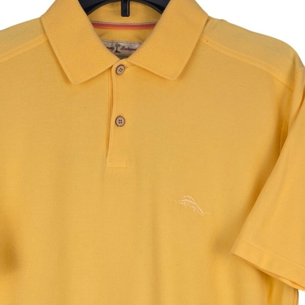 Tommy Bahama Polo Mens Small Yellow‎ Short Sleeve Shirt Casual Beach Top Resort